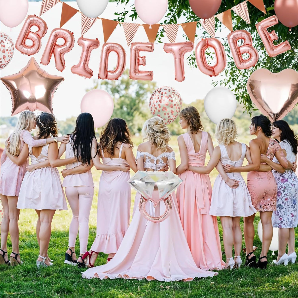 Rose Gold Bachelorette Party Decorations, Bride To Be Bridal Shower Balloons Decorations, Pink