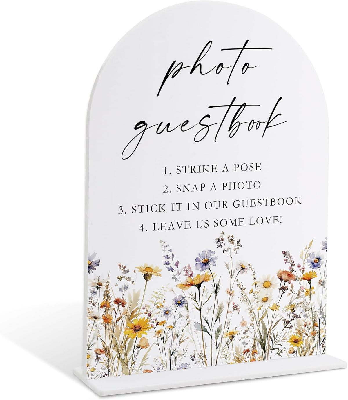Wedding Signs for Ceremony and Reception, Boho Floral Acrylic Photo Guestbook Sign, Wedding Signage