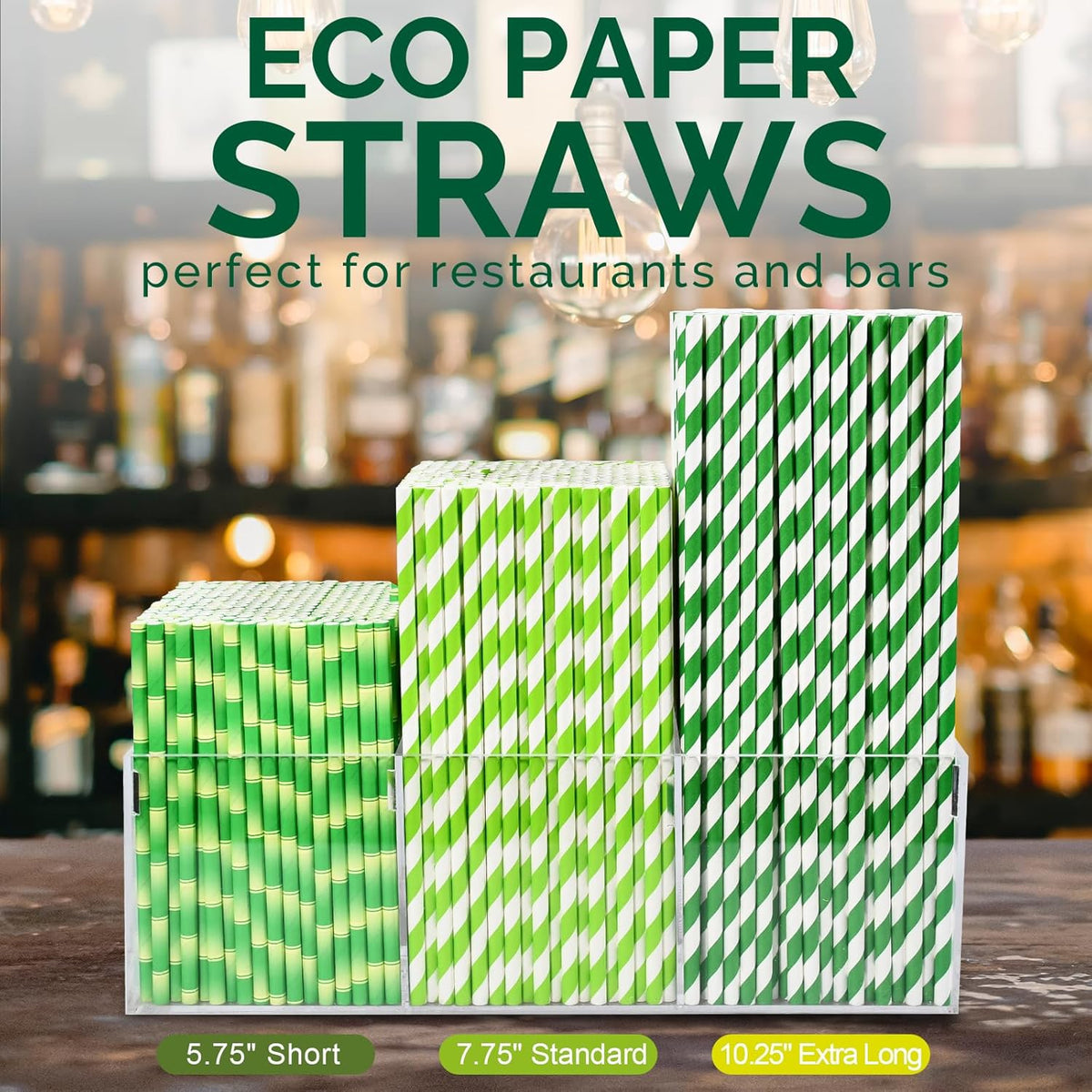 5.75 inch Short Bamboo Paper Straws & Stirrers for Cocktail and Coffee - 100% Biodegradable and