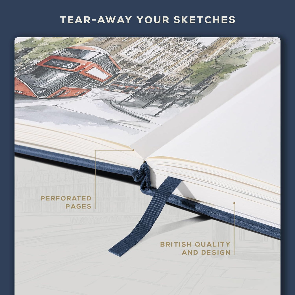 Beechmore Books A4 Sketchbook ??8.5x11 Premium Vegan Leather Bound Large Sketch Book Hardcover with