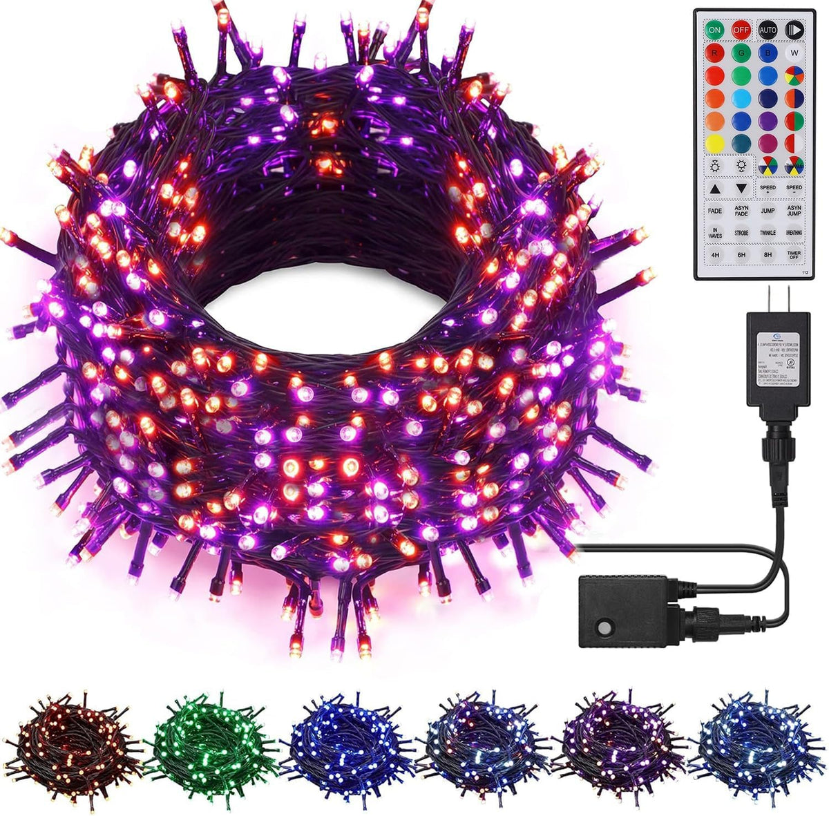 LJLNION 98.5ft Christmas Lights Color Changing with Remote, 300 LED RGB Fairy String Lights
