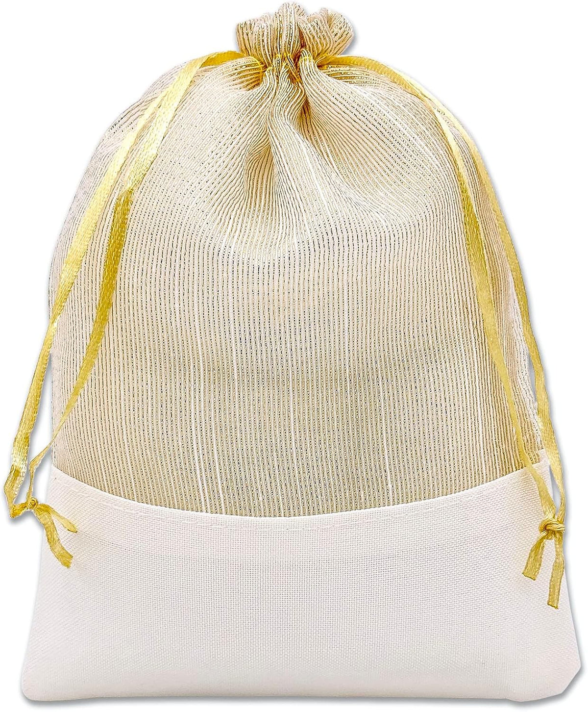 TheDisplayGuys For Your Modern Living 24-Pack Linen & Gold Organza Gift Bags with Drawstrings