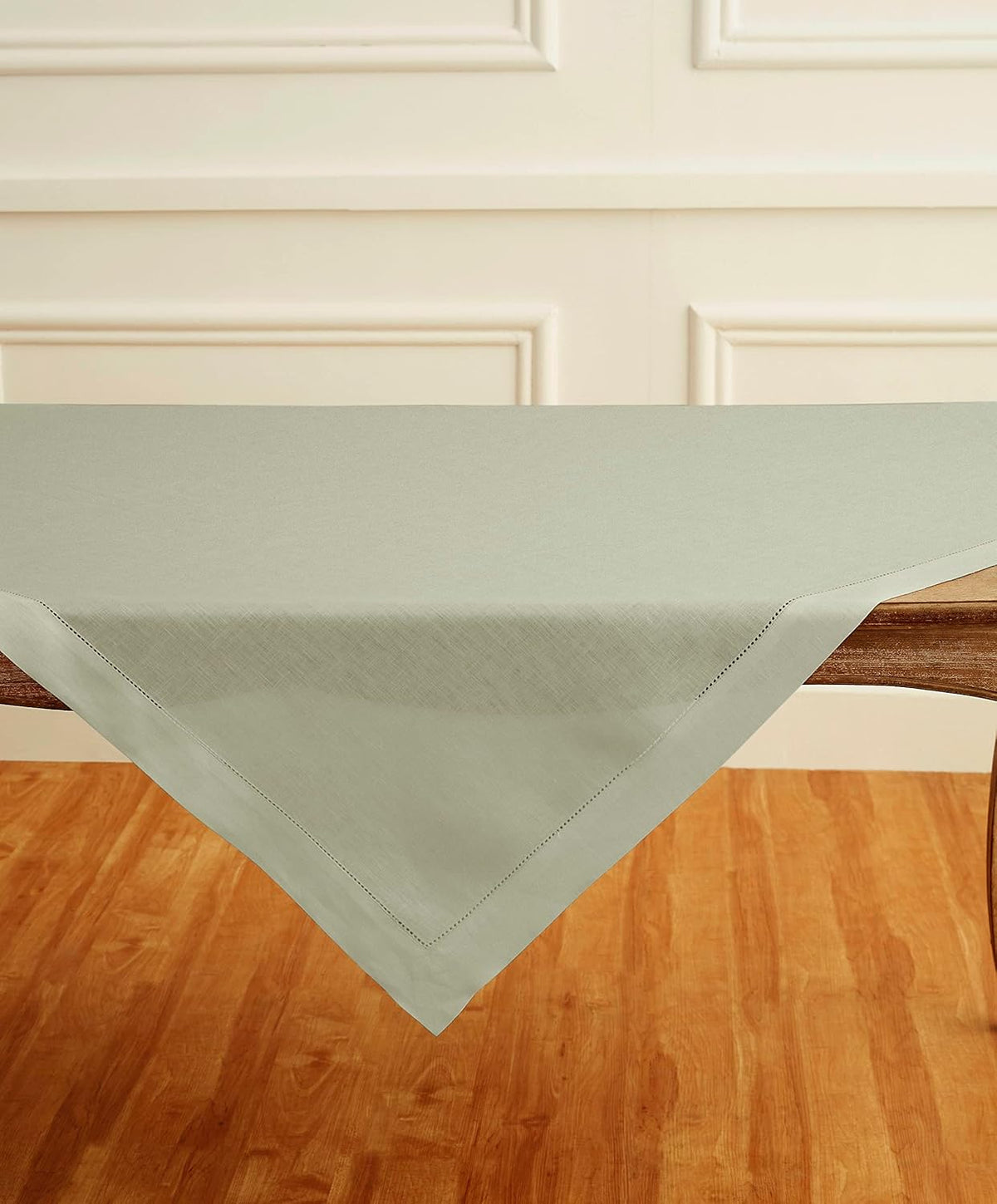 Solino Home Sage Green Linen Tablecloth 52 x 52 Inch - 100% Pure Linen Square Table Throw - Classic