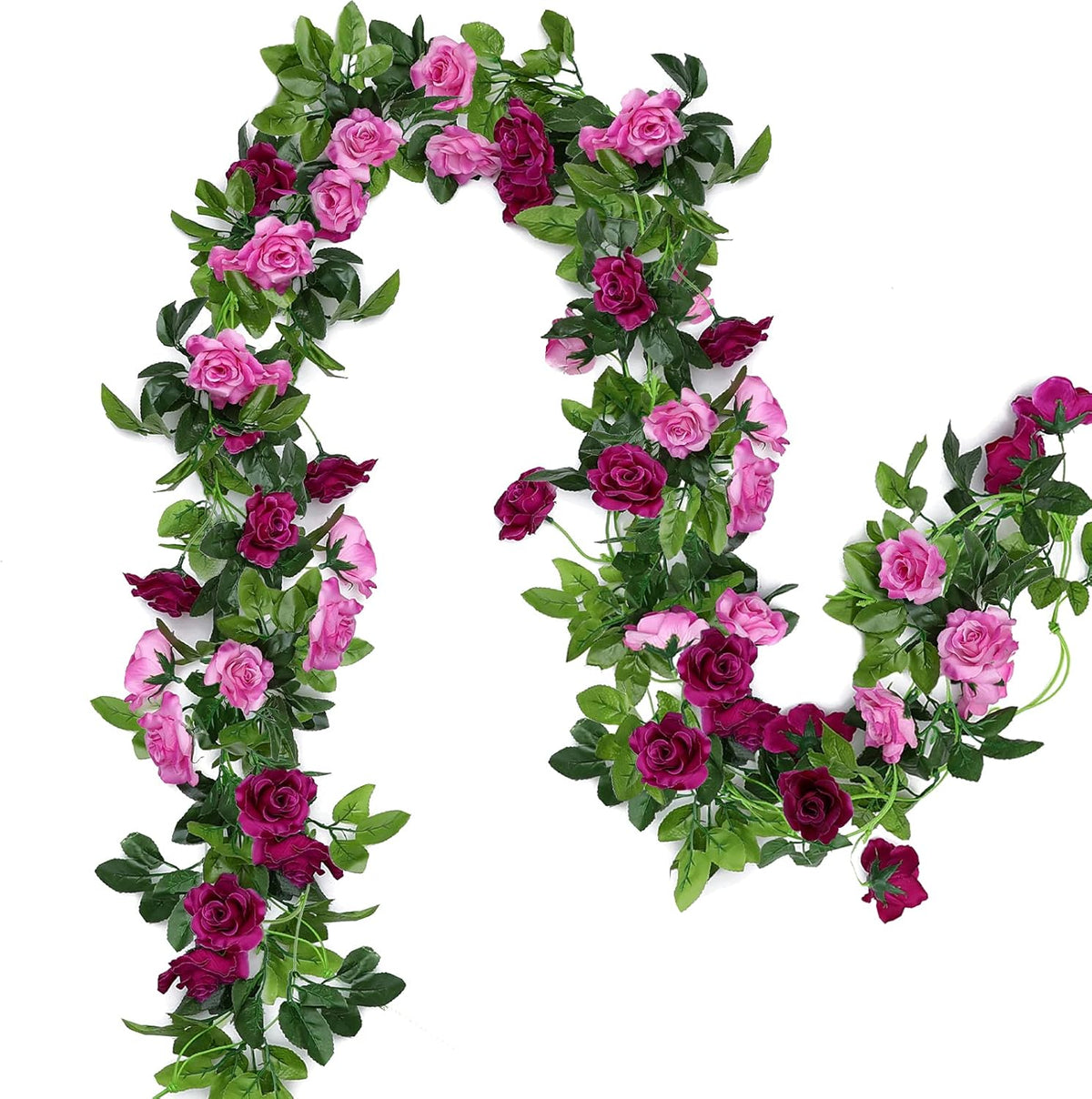 Floweroyal 2 Pack Artificial Flower Garlands 15.8FT Fake Rose Vines Silk Flowers Hanging Rose Ivy