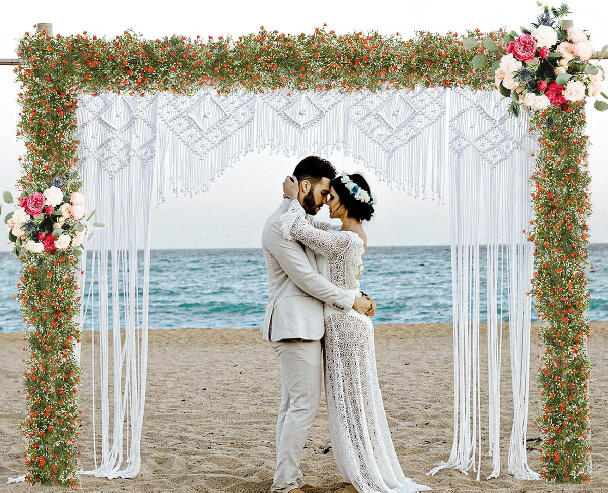 2 Pcs 5.8ft Artificial Baby Breath Flower Vines, Babys Breath Artificial Flowers Real Touch Faux