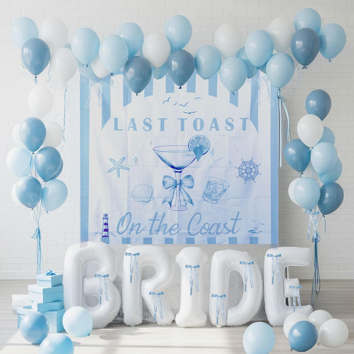Last Toast on the Coast Bachelorette Decorations Blue bridal shower Balloon Garland Kit with 1.5m