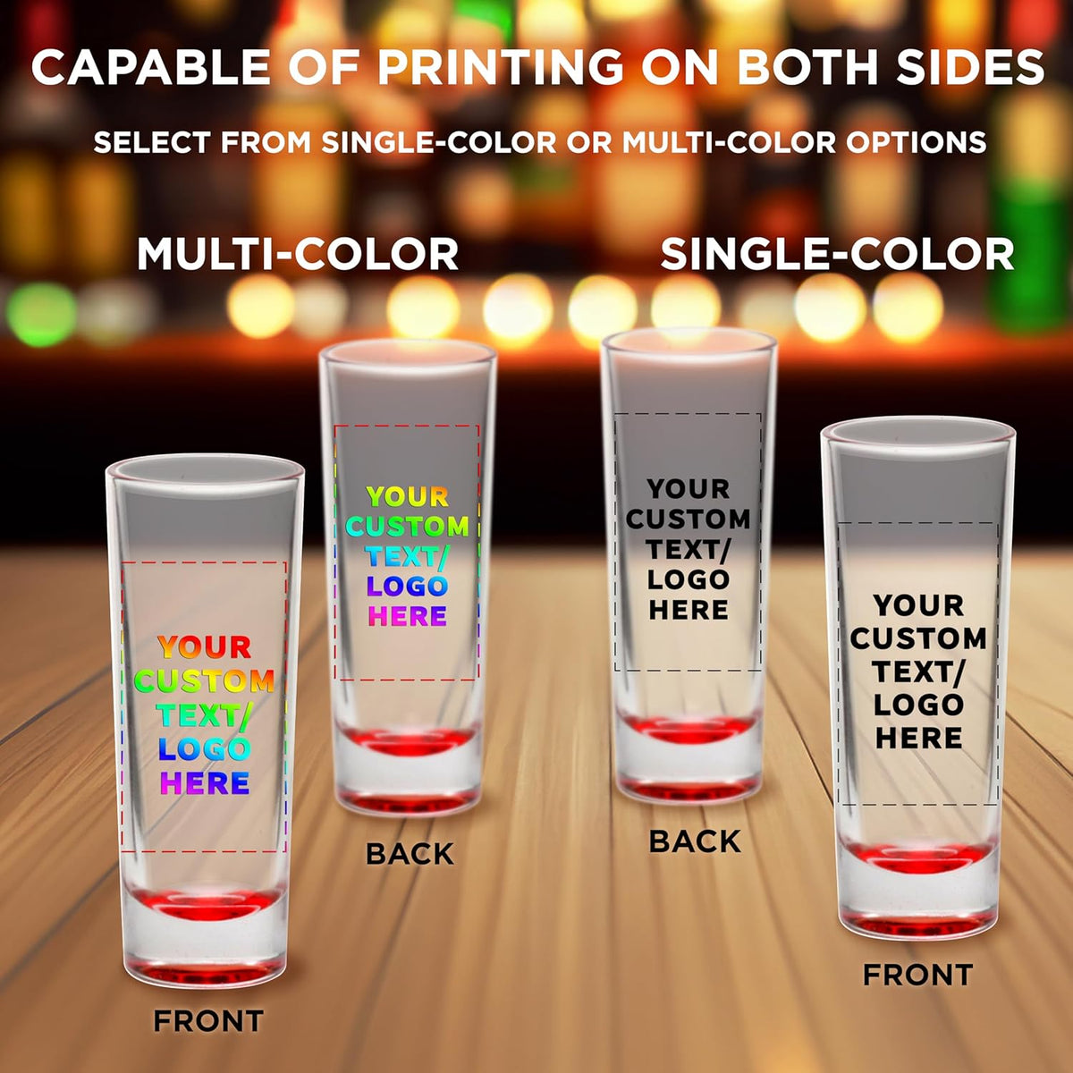 Custom Cordial Shooter Shot Glasses 2 oz. Set of 100, Personalized Bulk Pack - Great for Birthdays