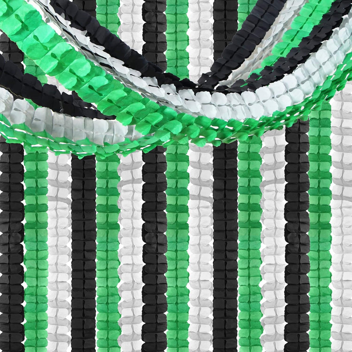 Black Green-Silver Party-Decorations Streamers Garland - 12pcs Graduation 2025 4-Leaf Clover Paper
