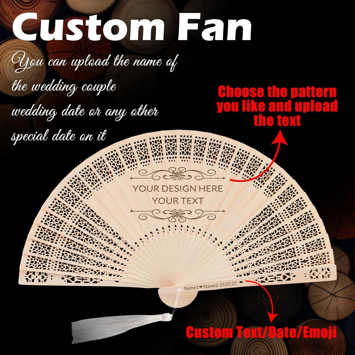 30 PCS Custom Fans Personalized Folding Fans for Line Dancing Wooden Hand Fan Wedding Favors Gift