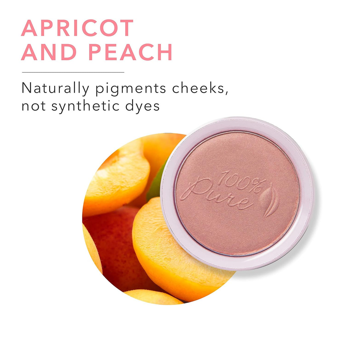 100% PURE Powder Blush (Fruit Pigmented), Peach, Soft Shimmery Finish, Nourishes Skin w/Rosehip