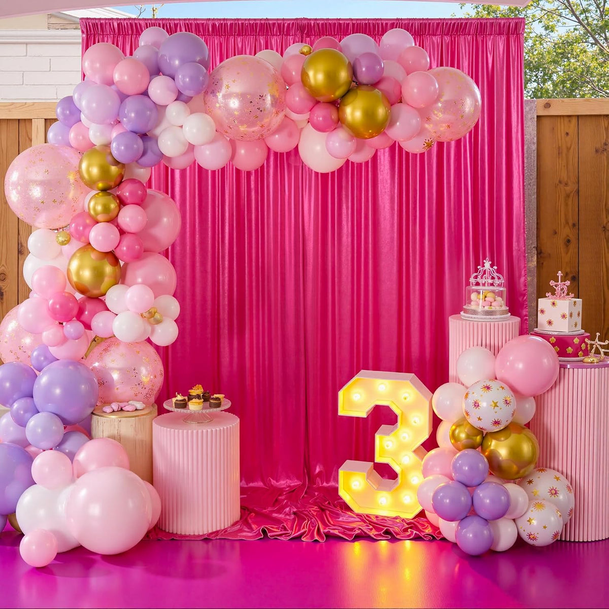 10x10ft Shimmer Hot Pink Sequin Backdrop Curtain for Parties, Thick Wrinkle Free Glitter Fuchsia
