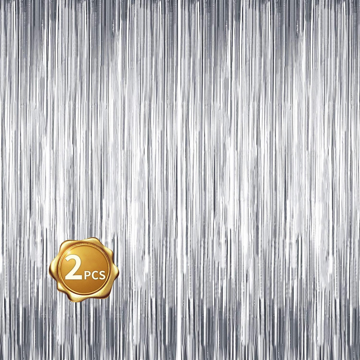 BEISHIDA 2 Pcs Silver Door Streamers Tinsel Curtain Party Streamers Backdrop Fringe Foil Wall