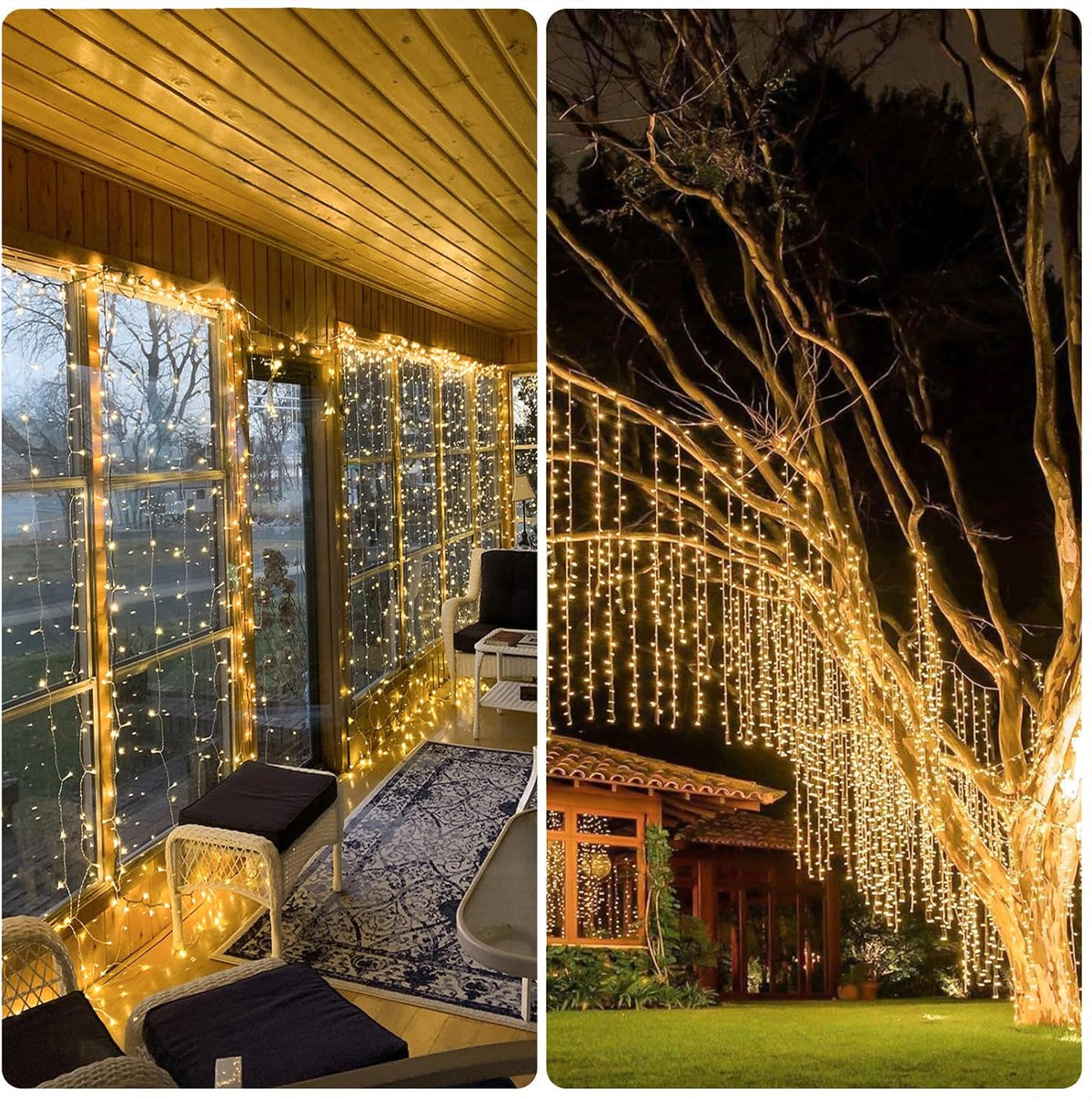JMEXSUSS 900 LED Outdoor Christmas Curtain Lights, 9.5x29.5ft Christmas Lights Plug in with Remote