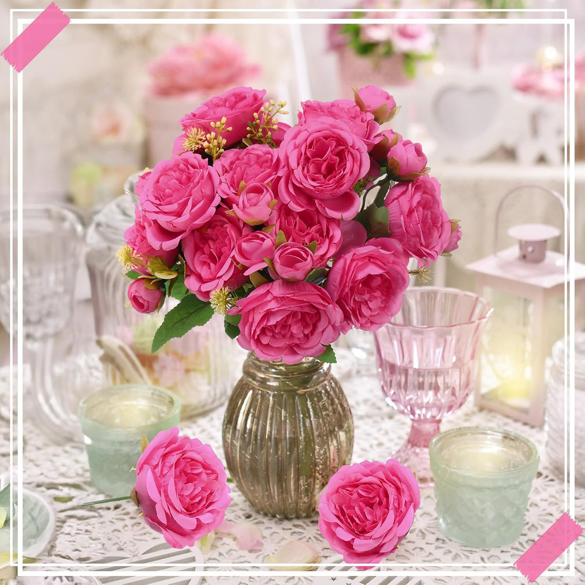 8 Bundles Artificial Peonies Flowers Boho Faux Flowers Arrangements Artificial Centerpiece Spring