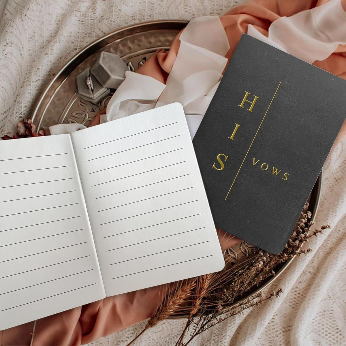 Vow Books His and Hers Soft Touch Gold Foil Engraving Vow Books Wedding Essentials Wedding