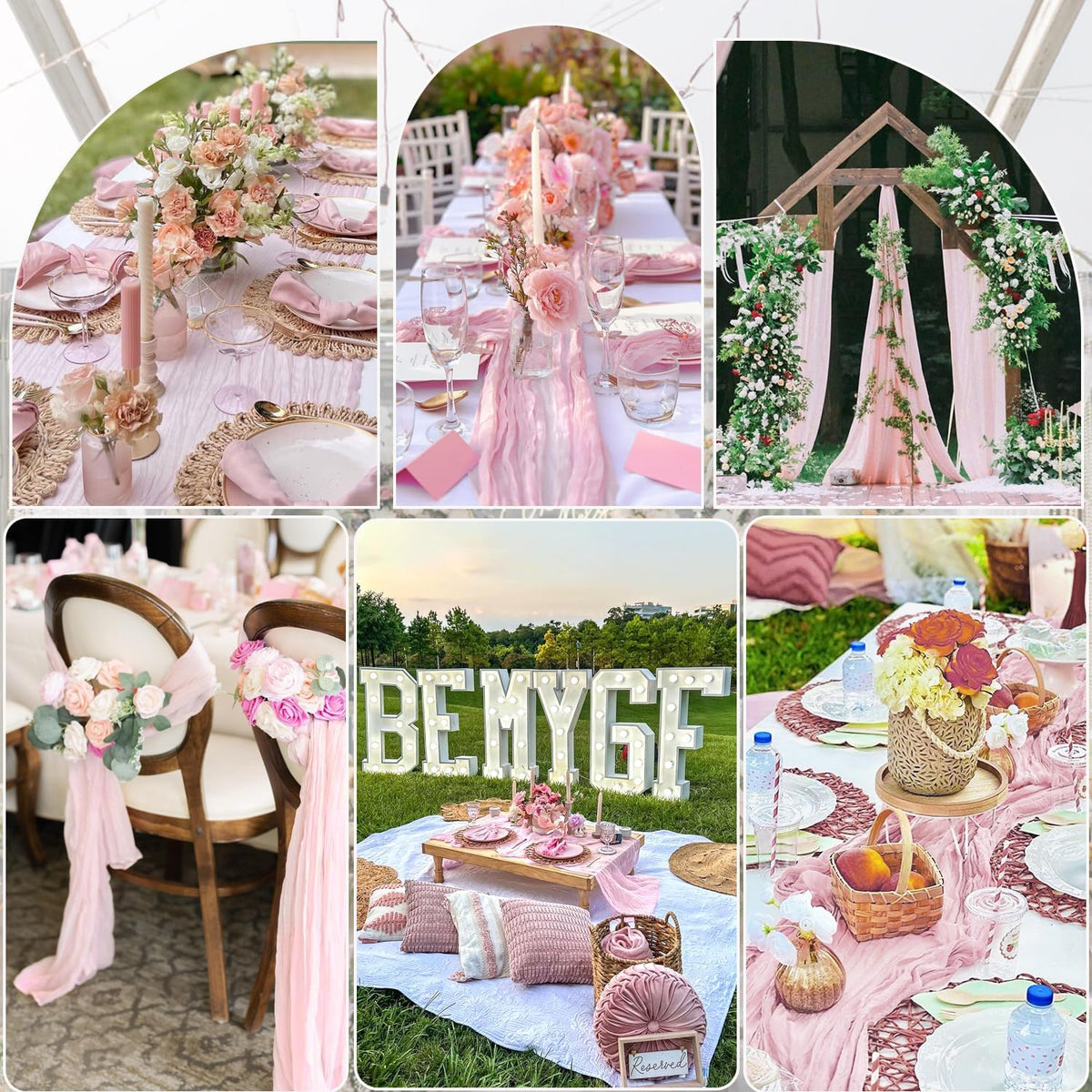3 Pack Light Pink Cheesecloth Table Runner Gauze Table Runner Rustic Sheer Cheese Cloth 10Ft for