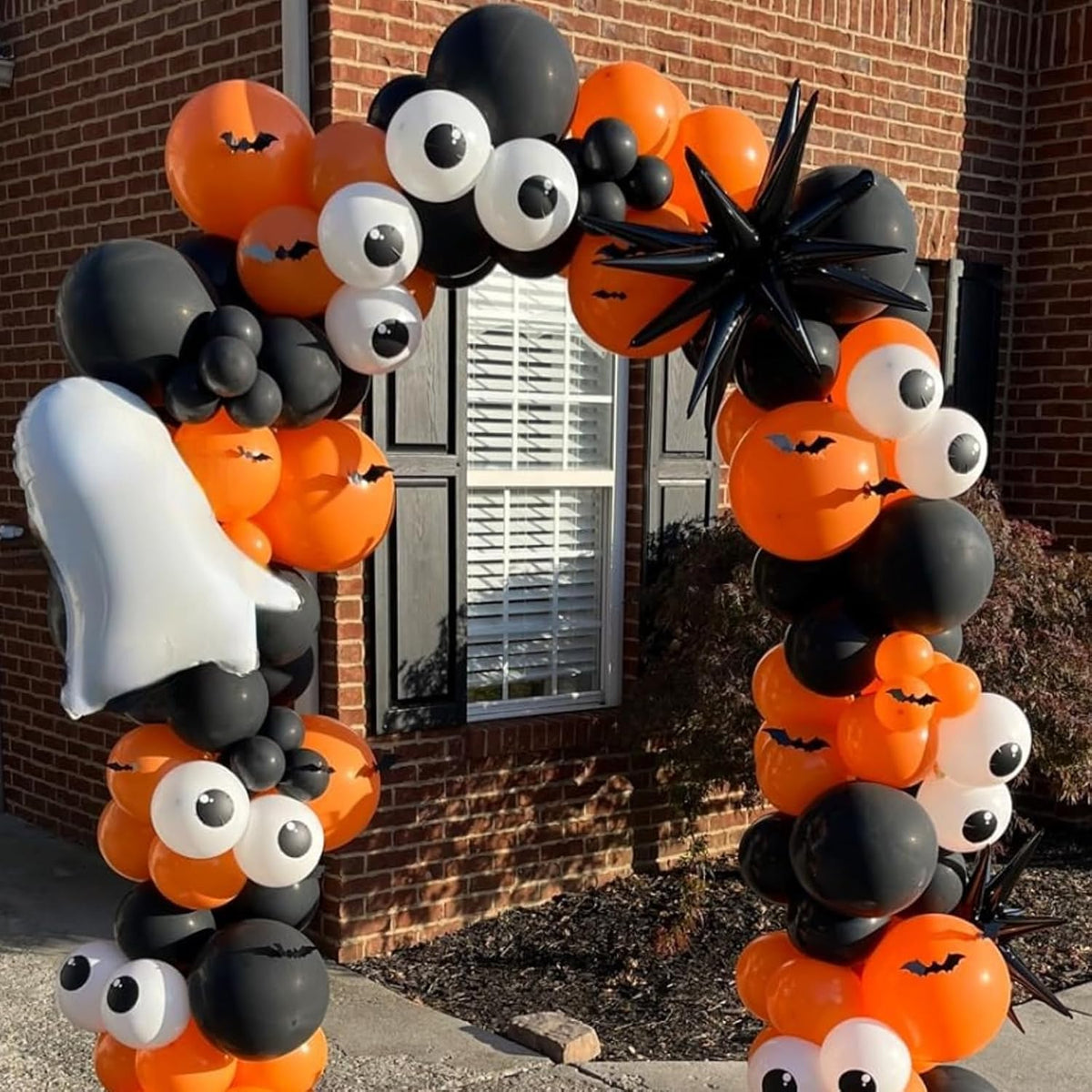 Black Orange Star Balloons 12pcs, 27/22 Inch Foil Star Explosion Balloons, Large Spike Mylar Cone
