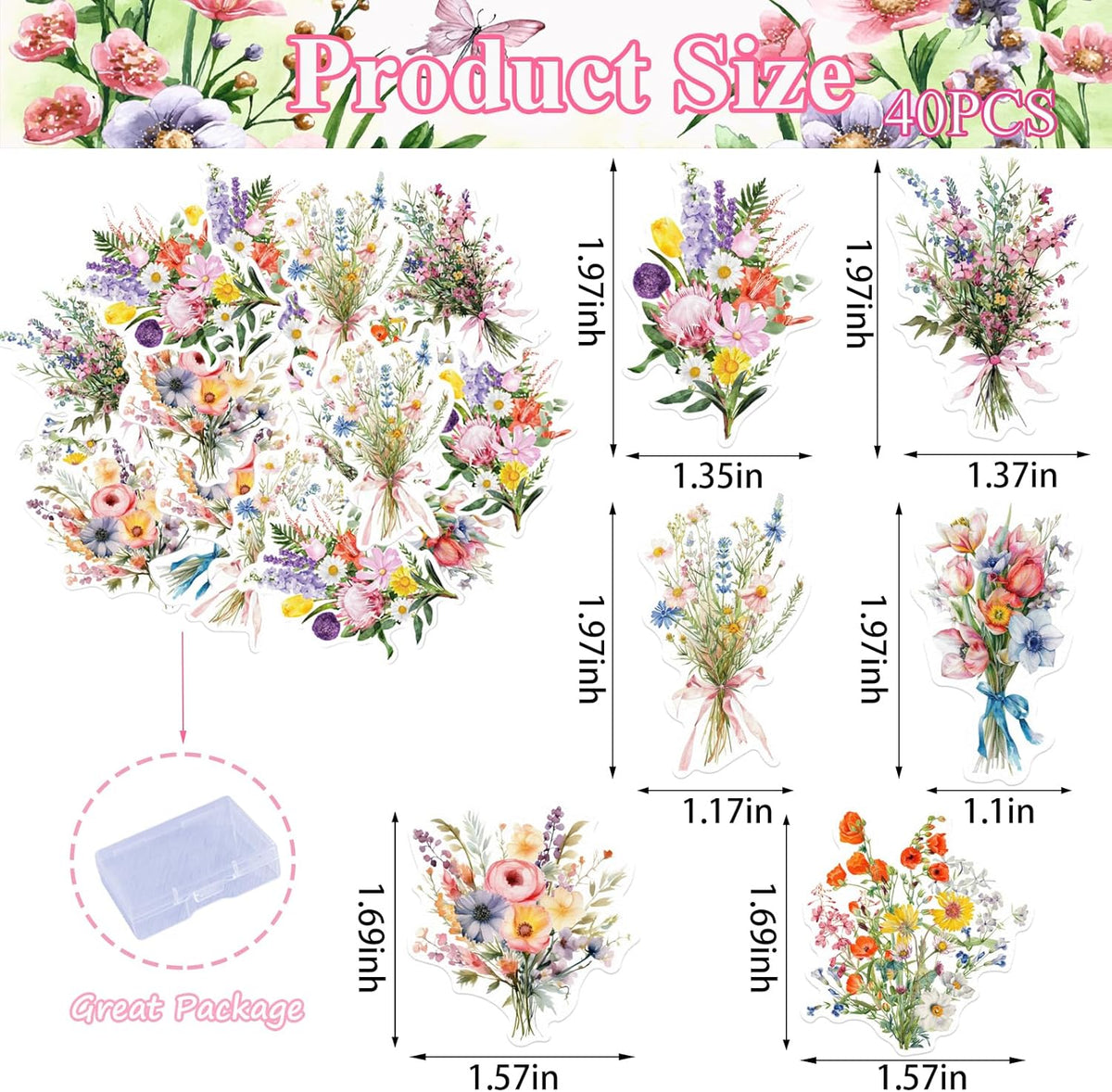 42PCS Edible Wildflower Cupcake Toppers Wafer Paper Baby in Bloom Baby Shower Decorations Flower
