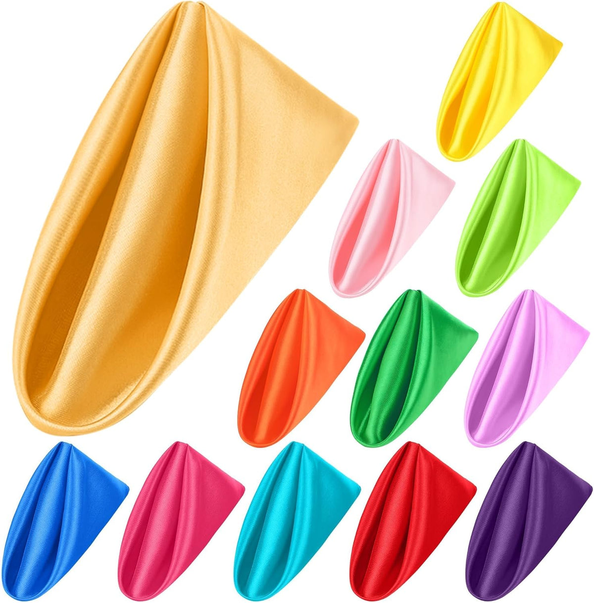 Aneco 12 Pieces Satin Napkins Soft Dinner Napkins Multicolor Square Weddings Table Napkins 17 x 17