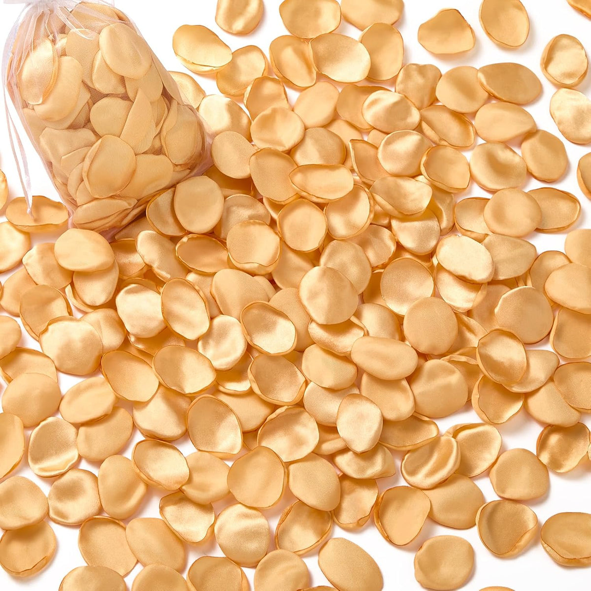 Serwalin 300Pcs Silk Rose Petals Fake Flower Petals Champagne Gold Artificial Rose Petals for