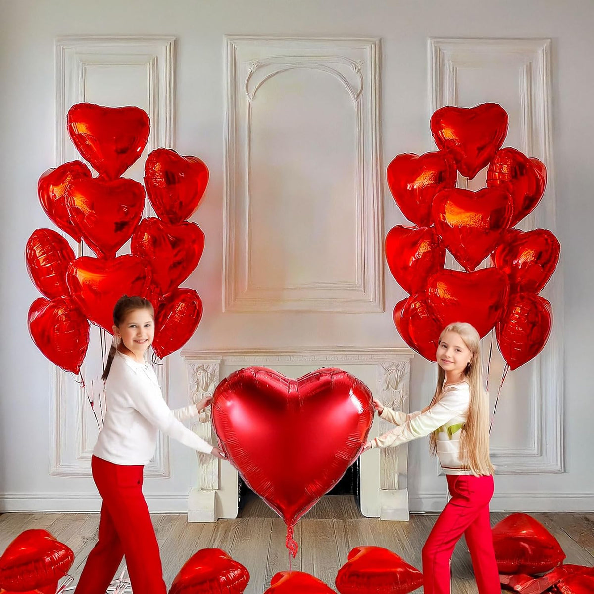 Valentines Day Balloons with Heart-Shape, love Foil Balloons for Romantic Special Night Decorations