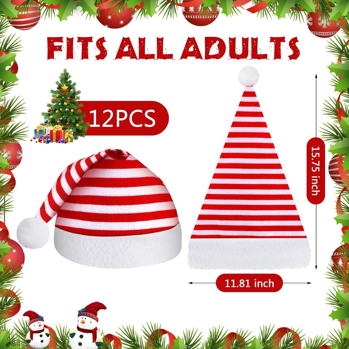 SATINIOR 12 Pieces Santa Hats Christmas Non Woven Fabric Hat for Holidays Xmas Party Supplies