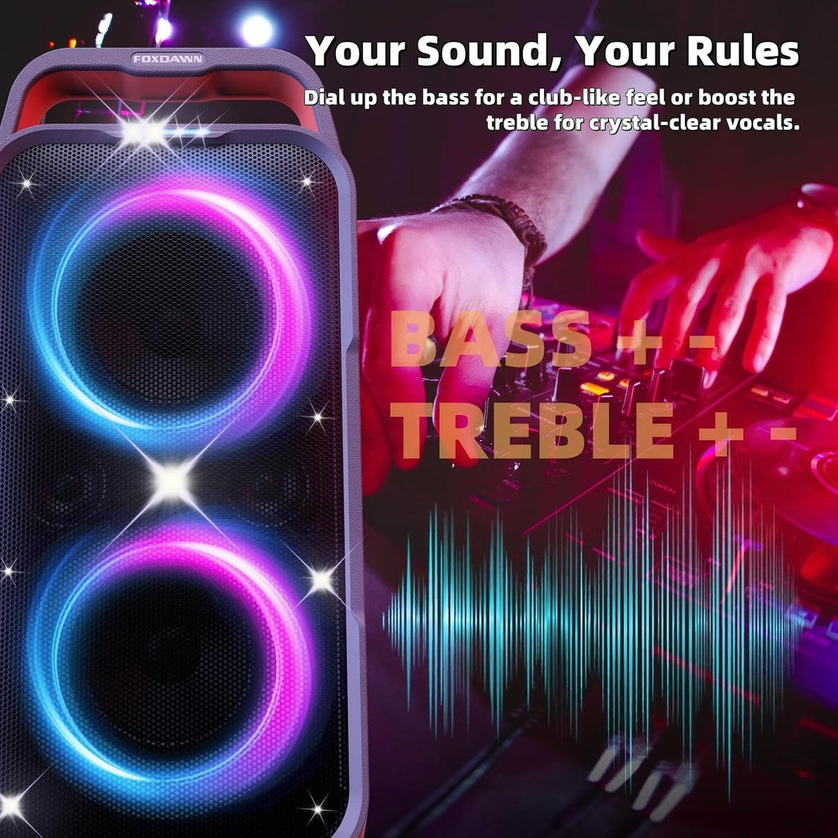 Portable Bluetooth Speaker: 240W Peak Powerful Loud Sound Deep Bass Wireless Boombox Large