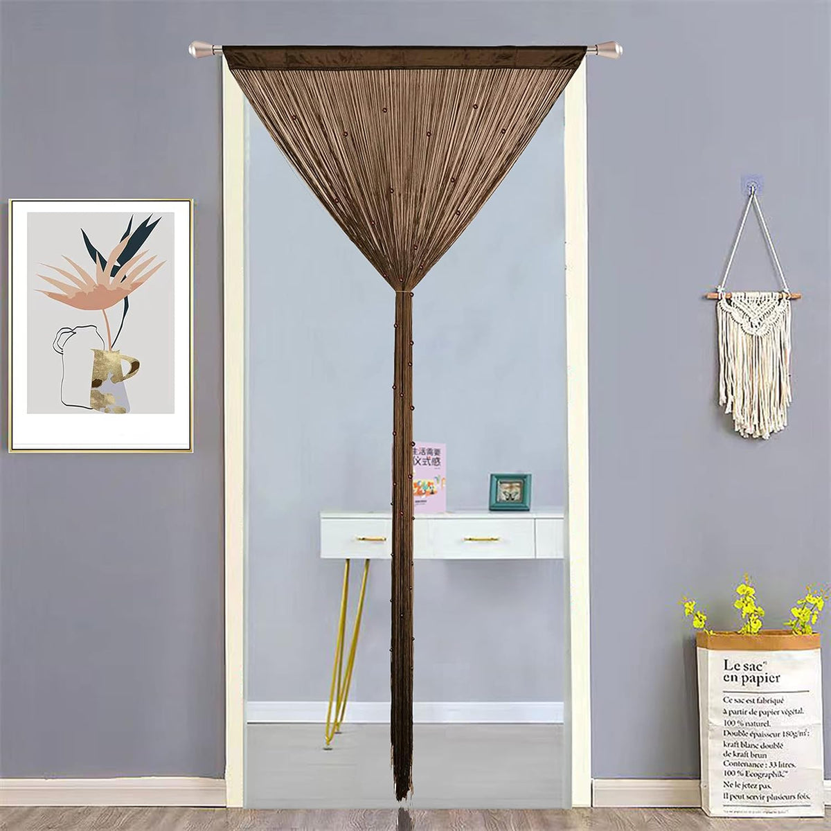 Beaded Doorway Curtain Door Beads Dense String Curtains Fringe Hippie Perfect for Wall Hanging