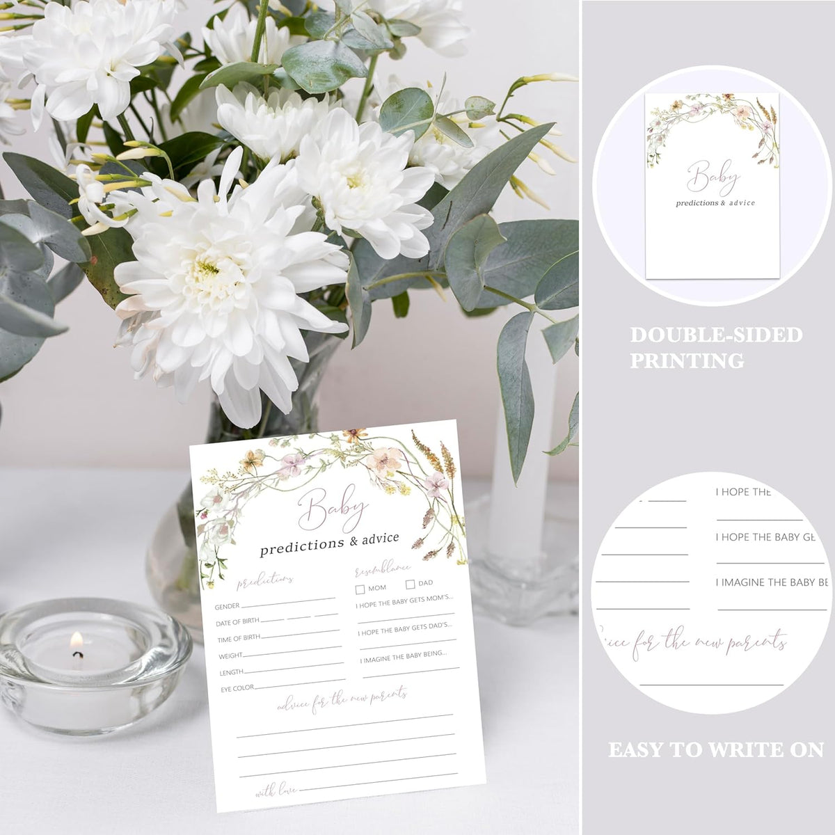 Advice For New Parents Baby Shower, Baby Predictions & Advice Cards For Baby Shower Games