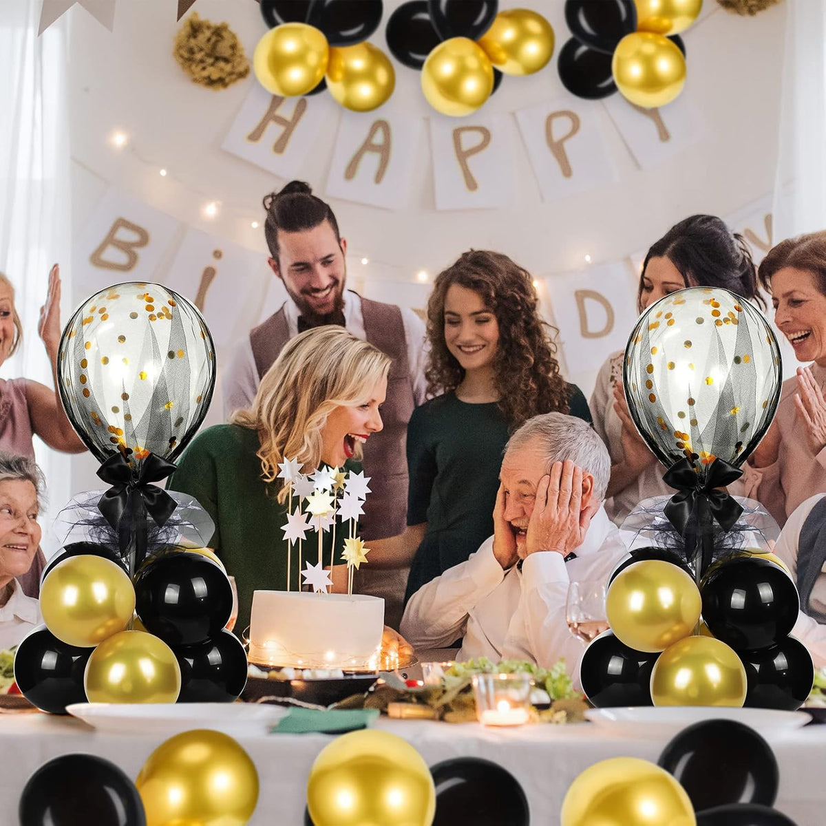 BBTO 8 Set Table Centerpieces Balloons Stand Kit, 80 Pcs Latex Balloons and Table Stand Holder with