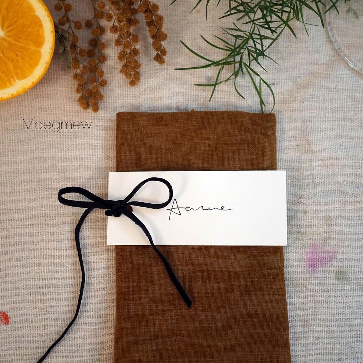 50 Pcs Place Cards for Table Setting -3.94"X1.57" Table Place Cards with Velvet Ribbon,Name Cards