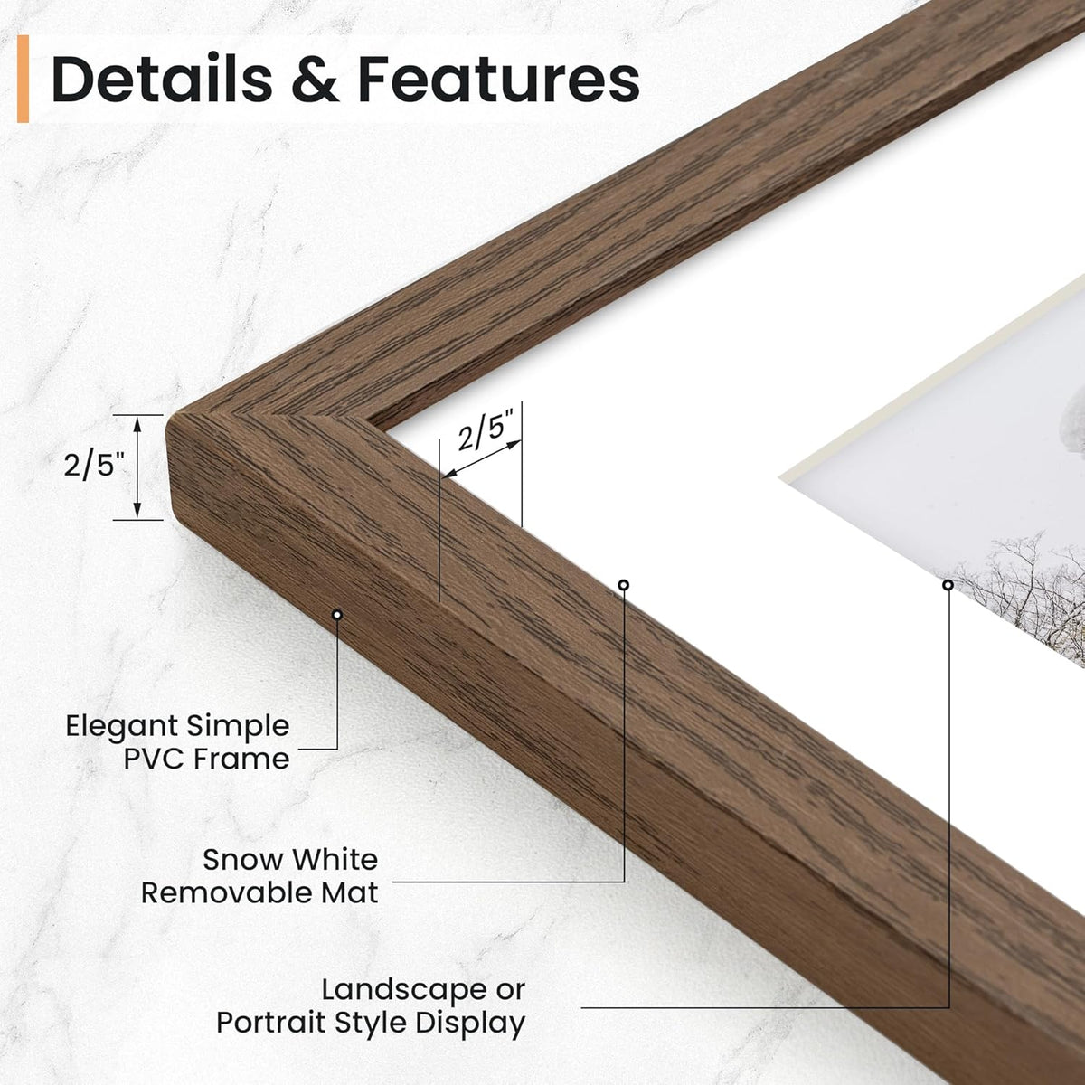 8x10 inch Picture Frame, 8x10 Photo Frames with 5x7 Removable Mat - High Definition Plexiglass