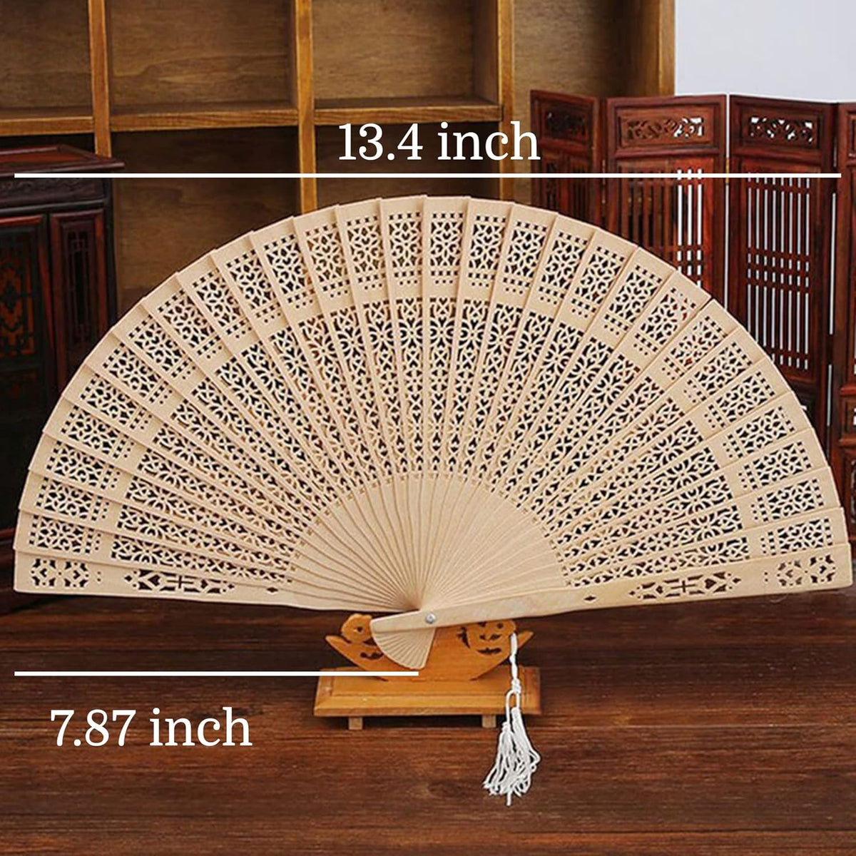 Sandalwood Fan 50 Pcs Hand Fans with 50 Organza Bags Abanicos De Mano Fans for Weddings Hand Fan