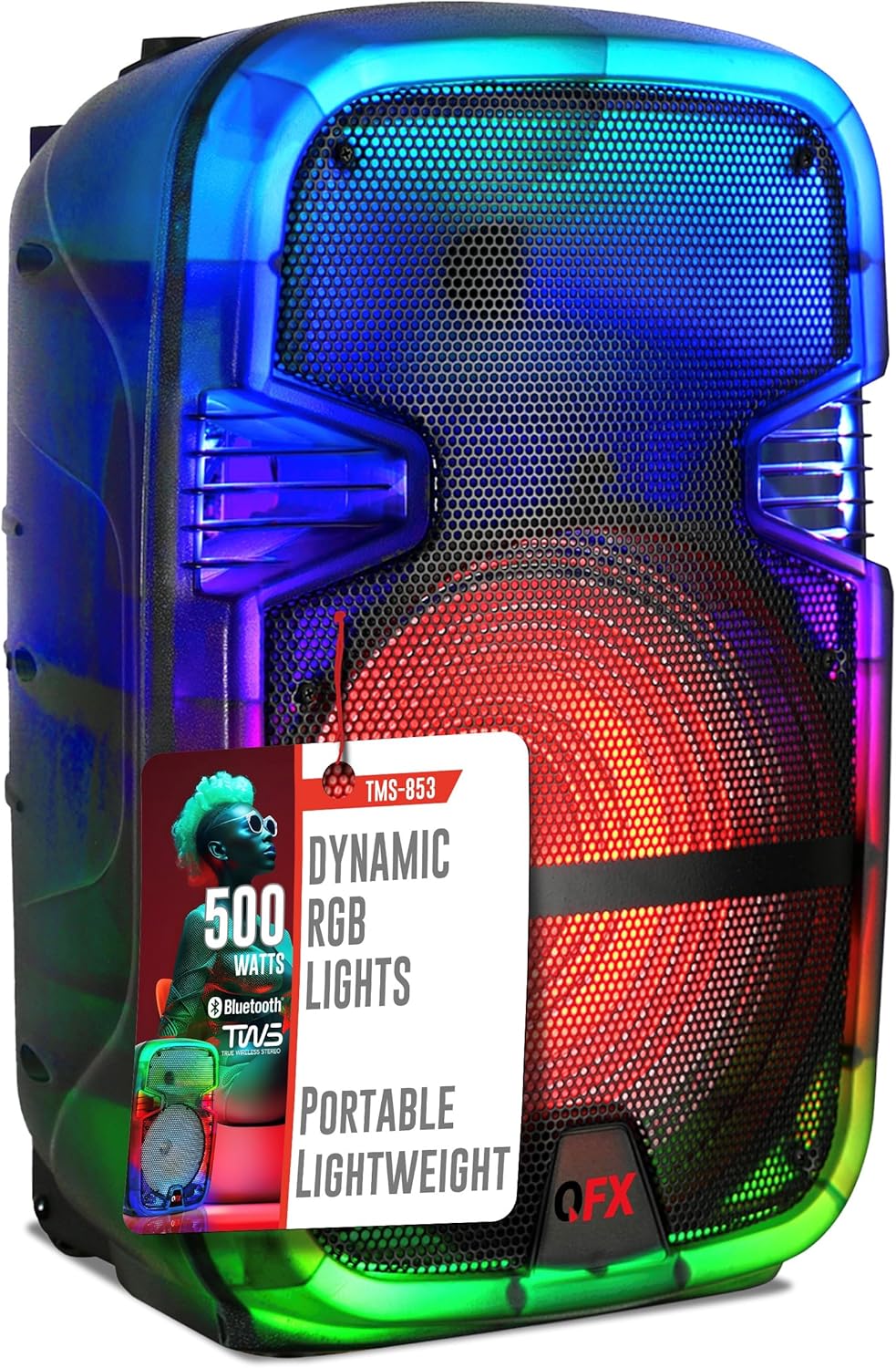 Crystal Clear Sound, Bright Party Lights, Portable & Easy to Use | 8" Rechargeable Bluetooth PA