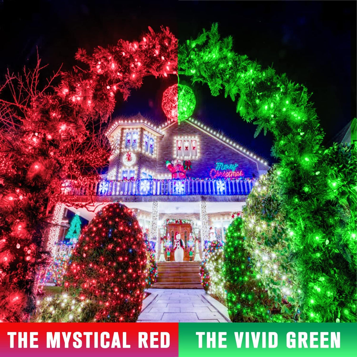 JMEXSUSS 168ft 600 LED Red to Green Halloween Lights Outdoor, Red Green Color Changing Christmas