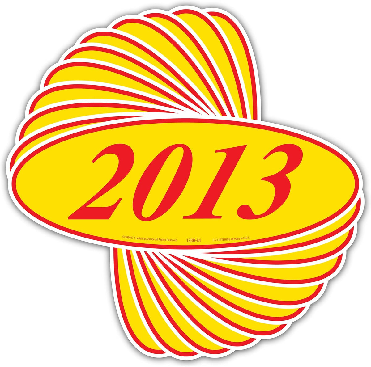 EZ-Line Oval Model Windshield Year Stickers for Car Windows Red and Yellow Large Vinyl Dealership