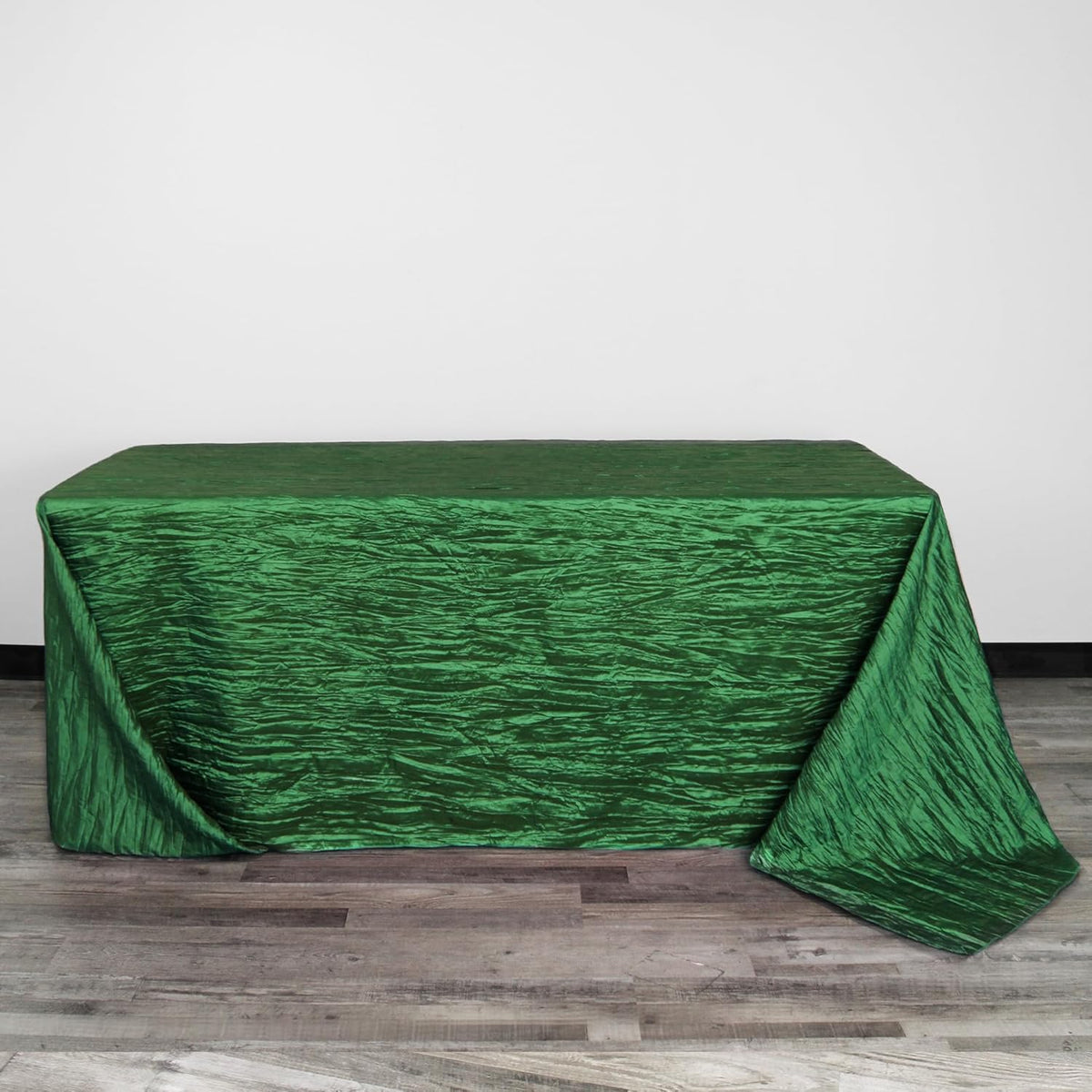 YOUR CHAIR COVERS - 90 x 132 inch Rectangular Crinkle Taffeta Tablecloth - Hunter Green, Rectangle