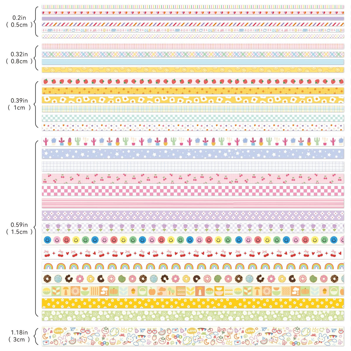 32 Rolls Colorful Cute Floral Writable Washi Tape Set, Decorative Tapes for Scrapbooking and