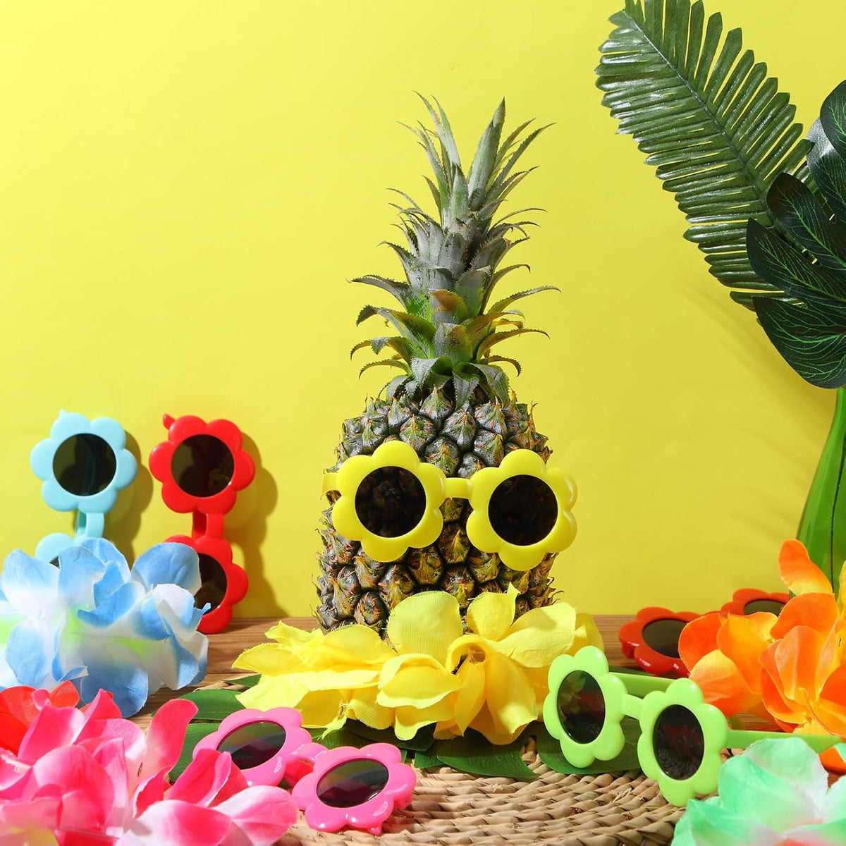 6 Sets Hawaiian Table Centerpieces Pineapple Luau Party Table Decorations Tropical Decor for Beach