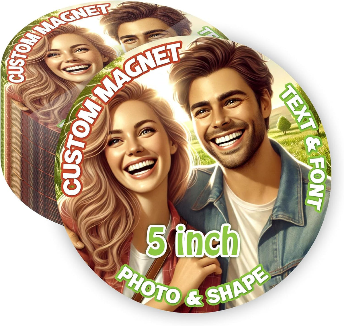 KETABAO – 5" Personalized Circle Magnetic Photo Picture Magnet - Custom Refrigerator and Car