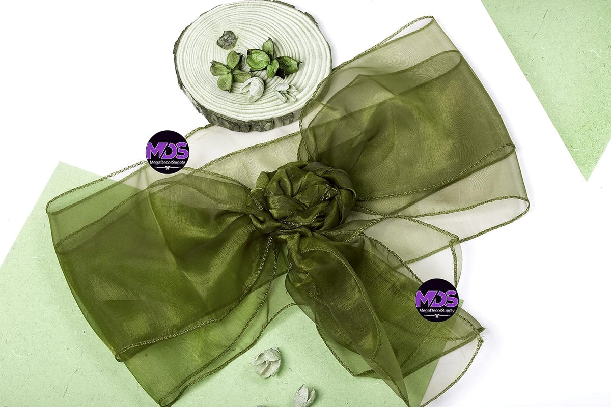 MDS Pack of 250 PCS Organza Chair Sashes Wider Dining Chair Bows Ribbon Tie Back for Wedding Party