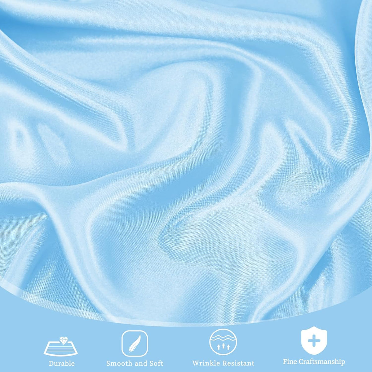 fani 12 Pack 120 Inch Light Blue Satin Tablecloth - Silky Round Tablecloth Overlay Smooth Fabric