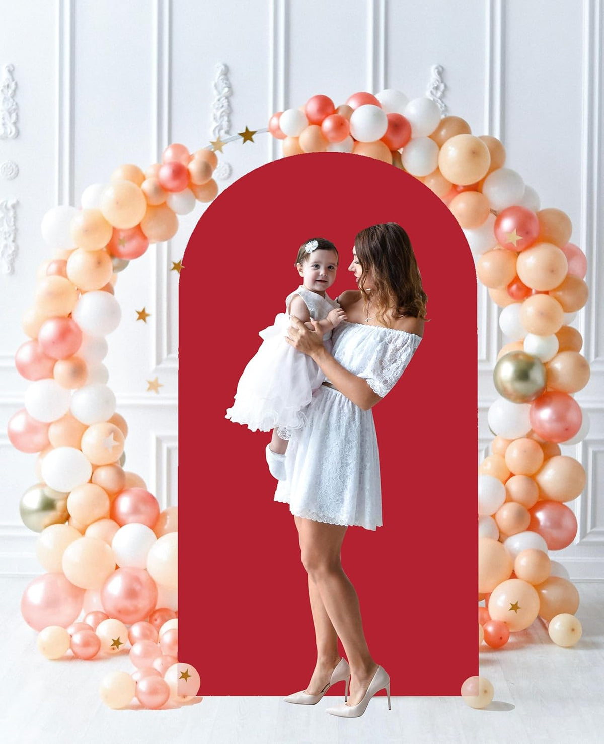 Red Arch Cover Wedding Arch Stand Covers 7.2FT Arch-Backdrop-Cover Spandex Arch Covers Stretchy