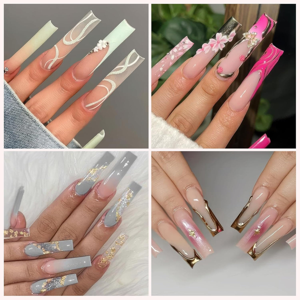 UNA GELLA XXL Long Square Nail Tips No Need File 216pcs Extra Long Straight Square Gel Nail Tips No