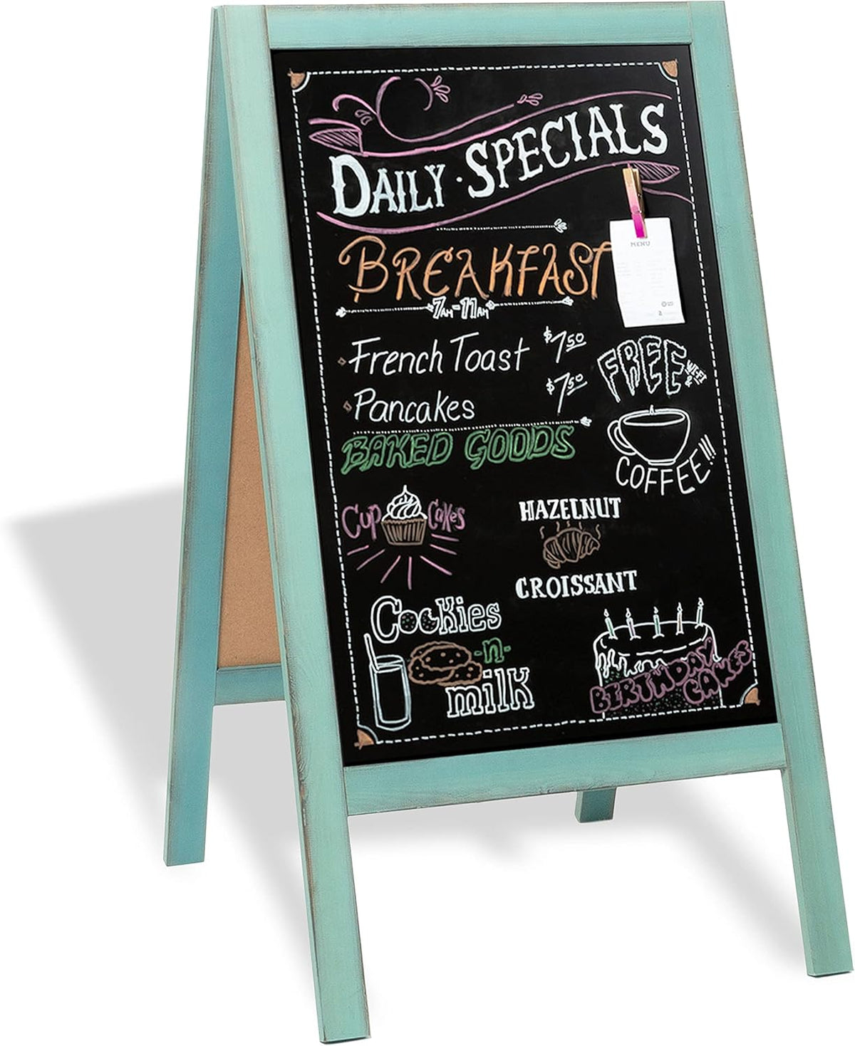 Ilyapa Wooden A-Frame Sign with Eraser & Chalk - 40 x 20 in Magnetic Sidewalk Chalkboard