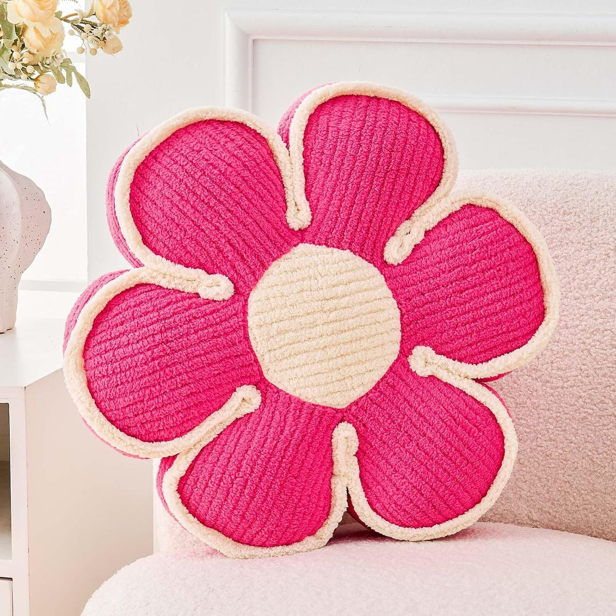 Flower Pillow, Soft Flower Decorative Throw Pillow, Cute Daisy Flower Shaped Seating Floor Cushion