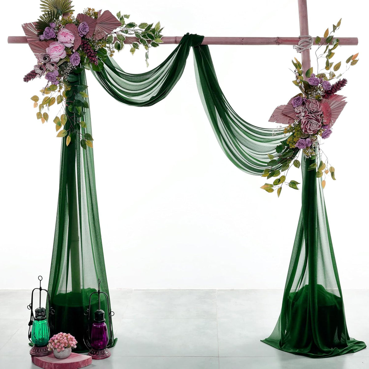 VDS Pack of 2 Panel (30 Inch X 100 Feet) Wedding Arch Draping Fabric Sheer Chiffon Fabric Drapery