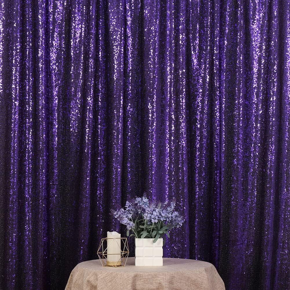 Poise3EHome Purple Sequin Backdrop, 10Ft x 10Ft Glitter Photography Background Curtains for