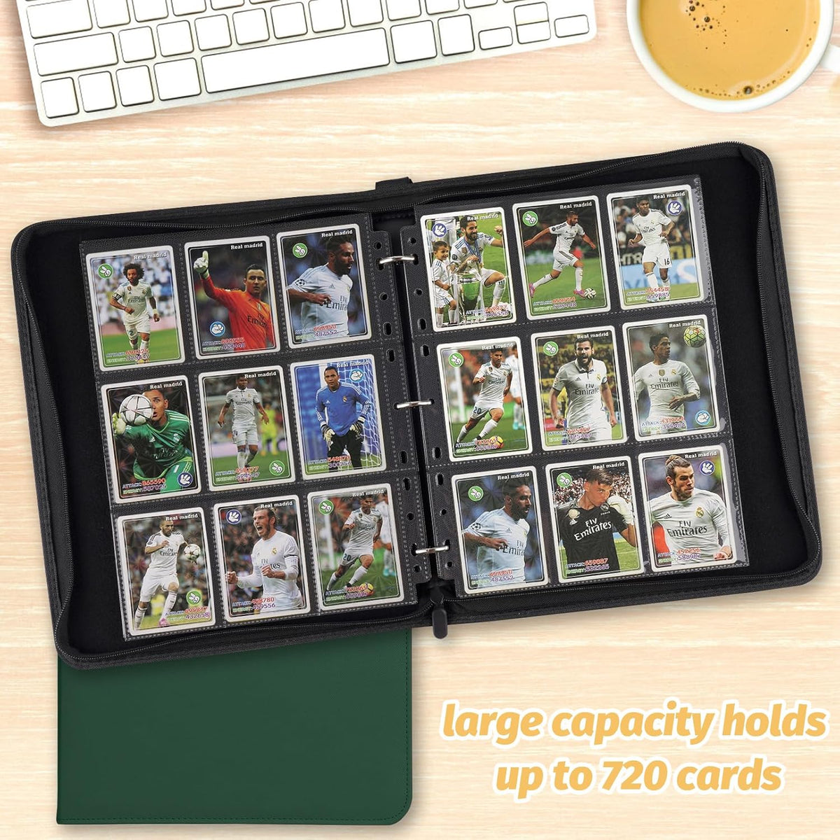 Trading Card Binder, 720 Pockets Card Binder, 9-Poccket Sided Pocket Sports Card Binder, Premium