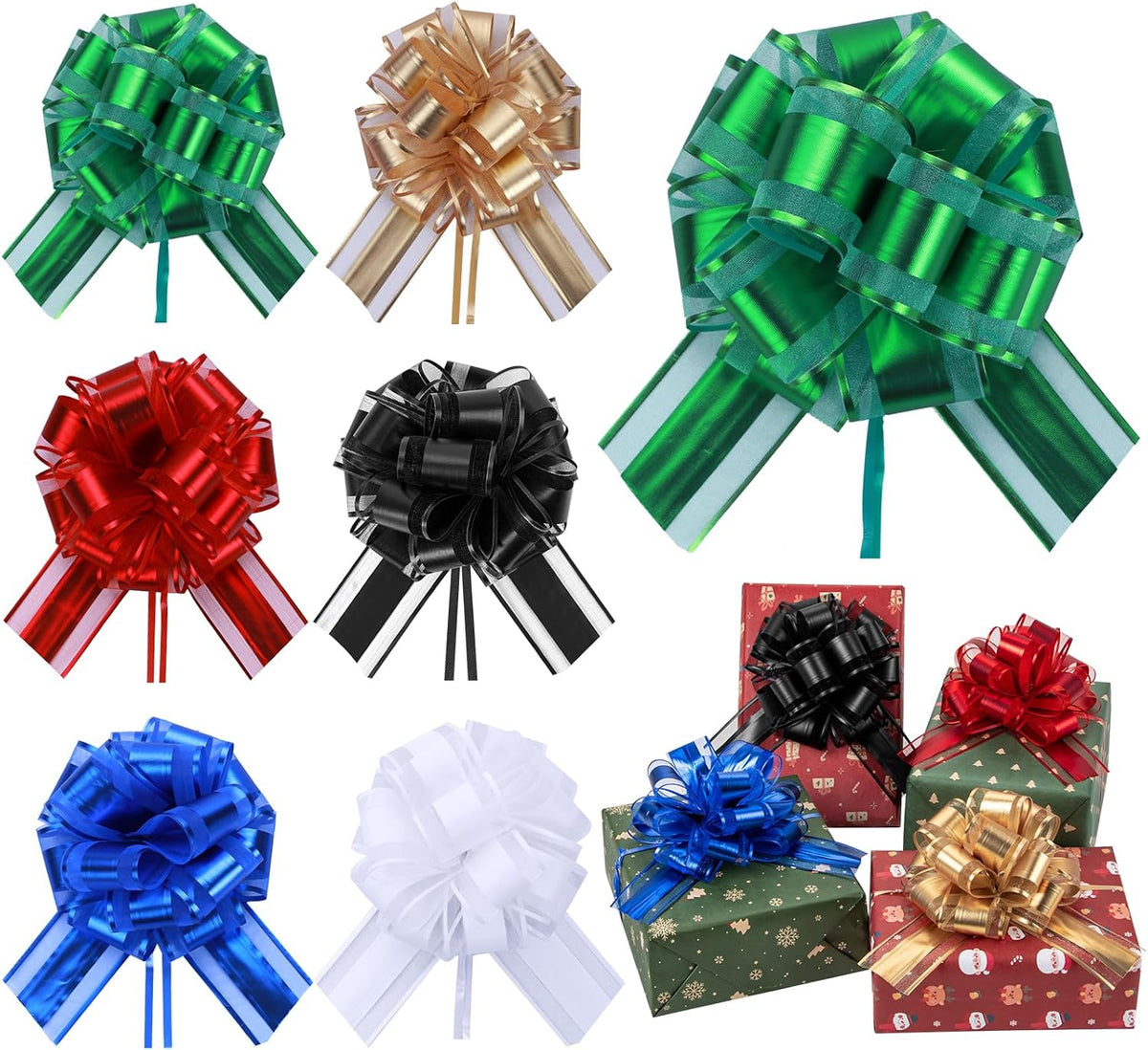 6 Pcs 6 Inch Golden Pull Bows, Perfect for Gift Wrapping, Weddings, Party Decorations, Crafts